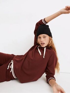 Madewell Oversized Superbrushed Mock Neck Hoodie Sweatshirt Small